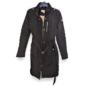 Michael Michael Kors Black Lined Quilted Removable Hooded Belted Coat Women PL